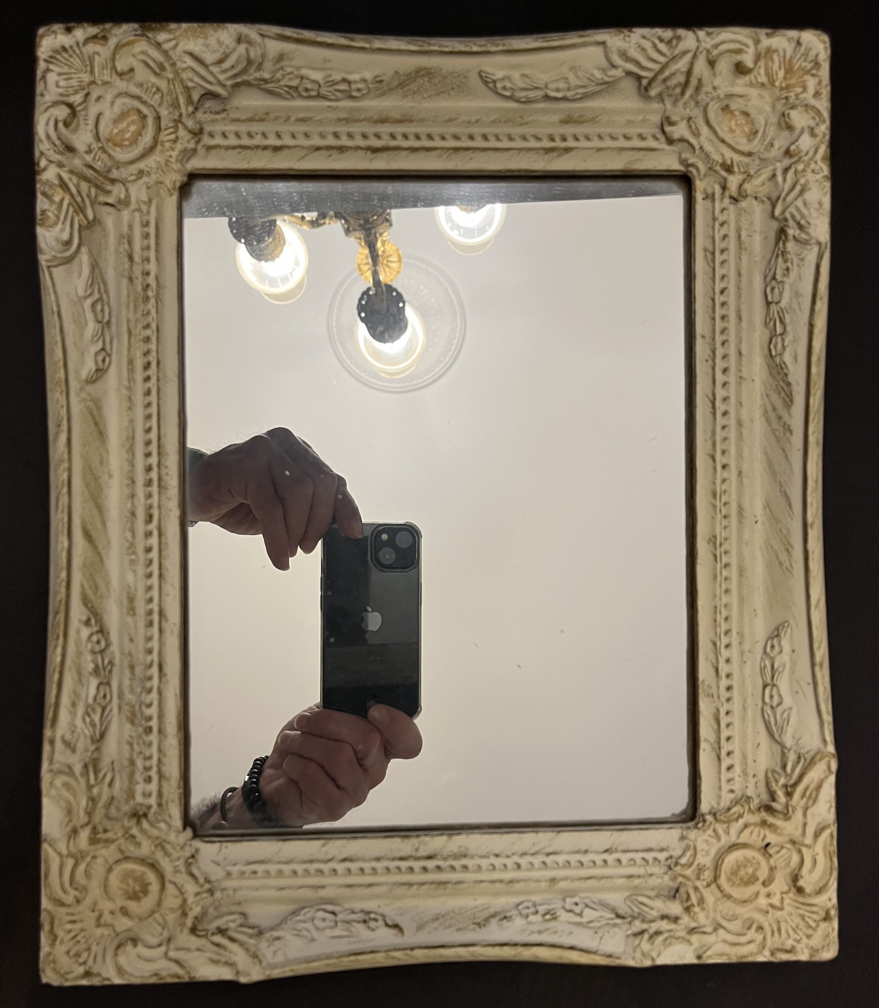 Mirror in white ceruse wood