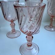 Set of 5 pink wine glasses 50s