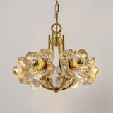 Large brass and crystal pendant light by Sische, Germany, 1970s.