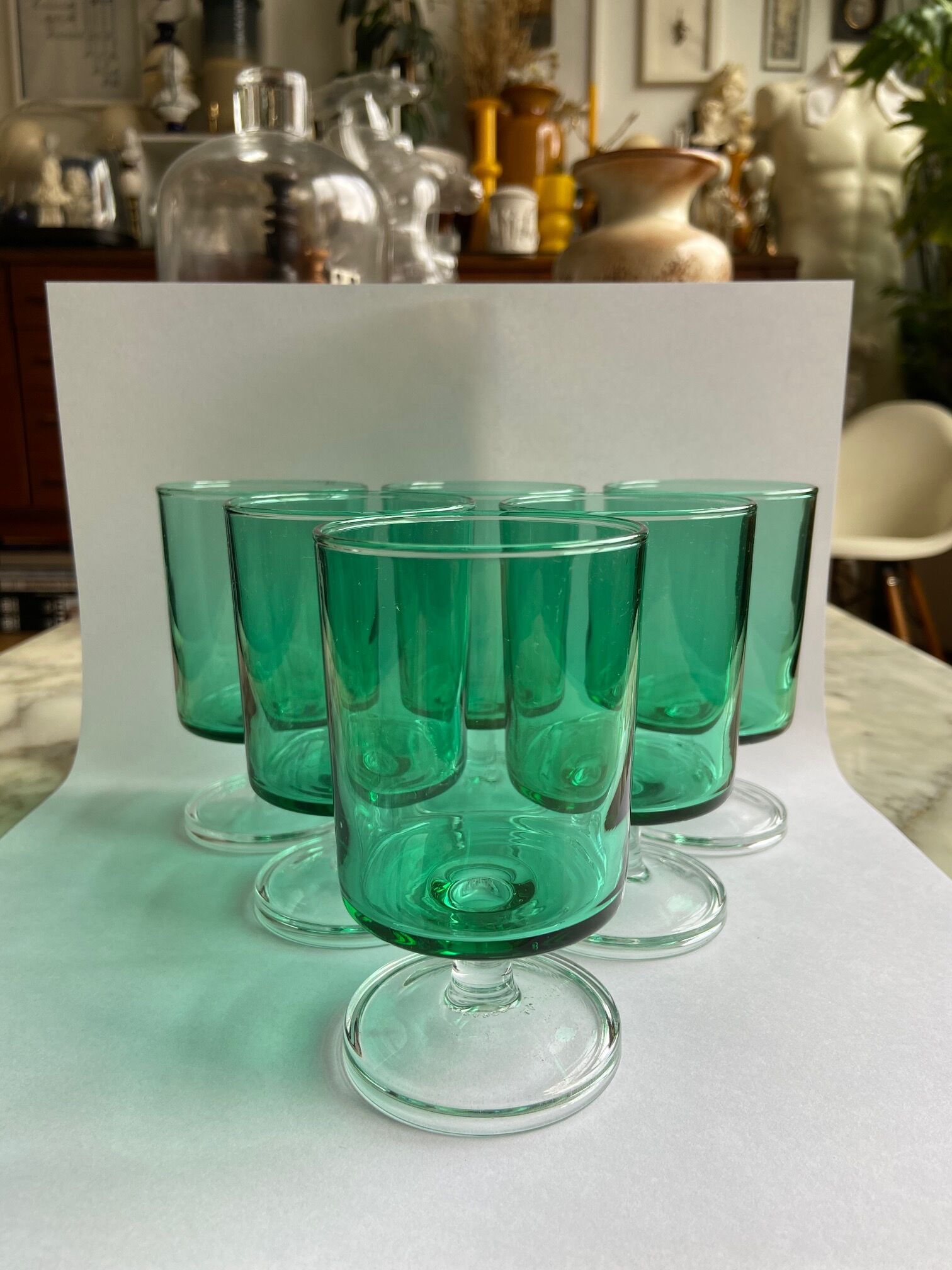 Set of 6 mint green glasses