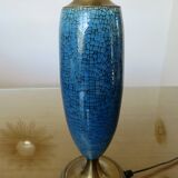Blue and bronze crackle ceramic lamp