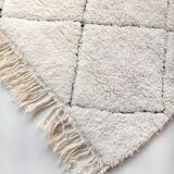 Moroccan Berber carpet blessed ouarain ecru with black diamonds engraved 148x108cm