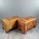 Pair of wooden and engraved brass chests, 20th century