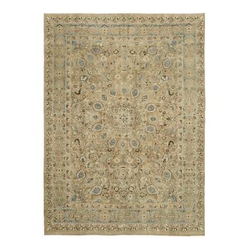 Hand-Knotted Anatolian Antique 1970s 240 cm x 328 cm Beige Wool Carpet