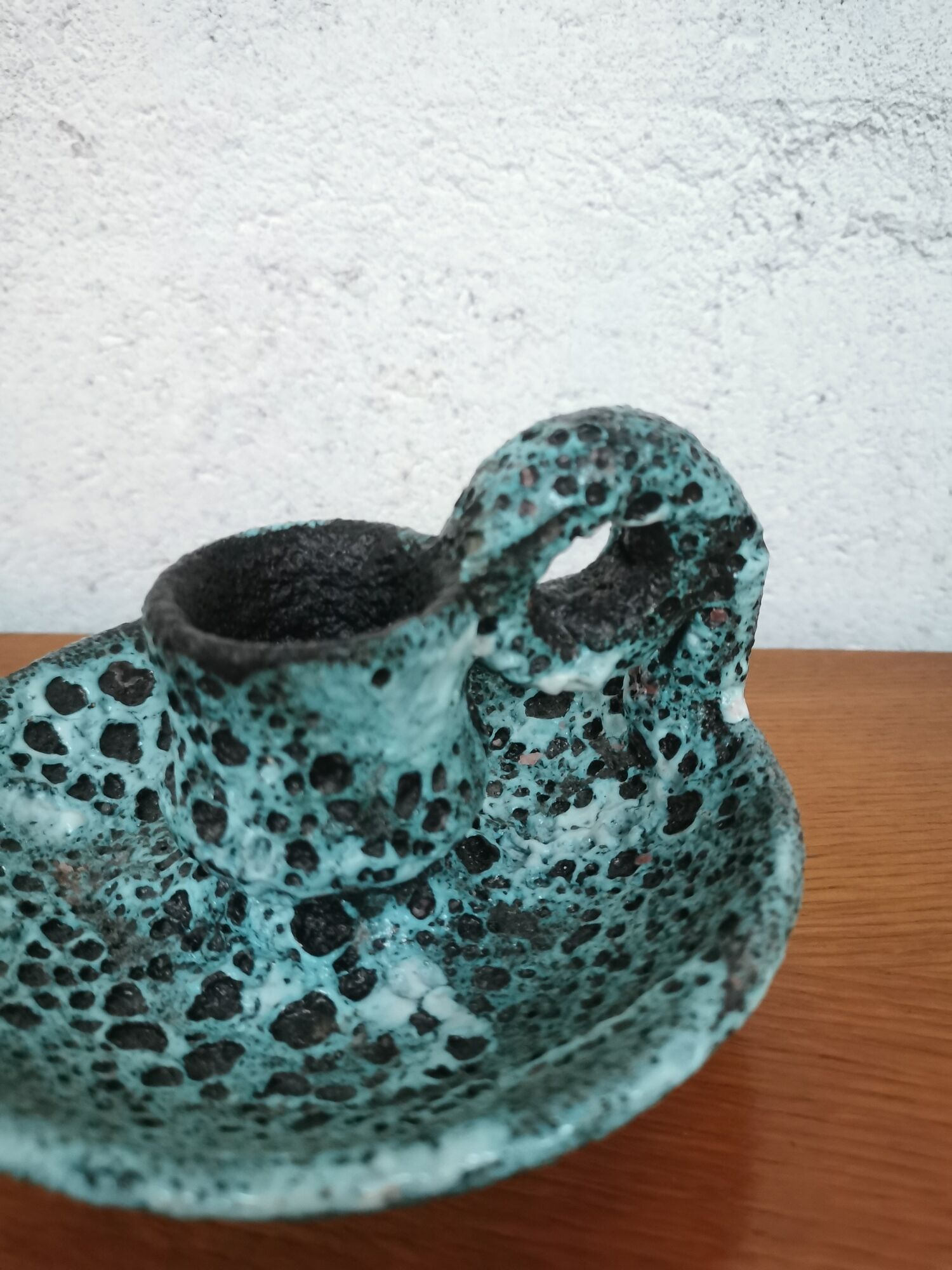 Bougeoir ancien en céramique Fat Lava