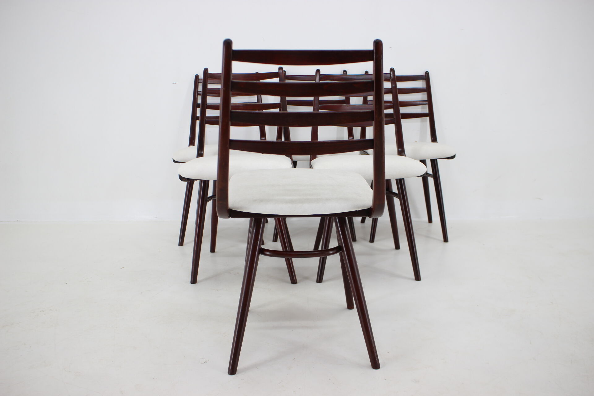 1970s Set of 6 Beech "Boomerang" dining chair ,Czechoslovakia