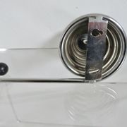 "Streamline" wall coat rack in chromed metal and black lacquered wood, 1970.