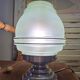 Opalescent ceiling light from the 1930s-40s converted into a table lamp.