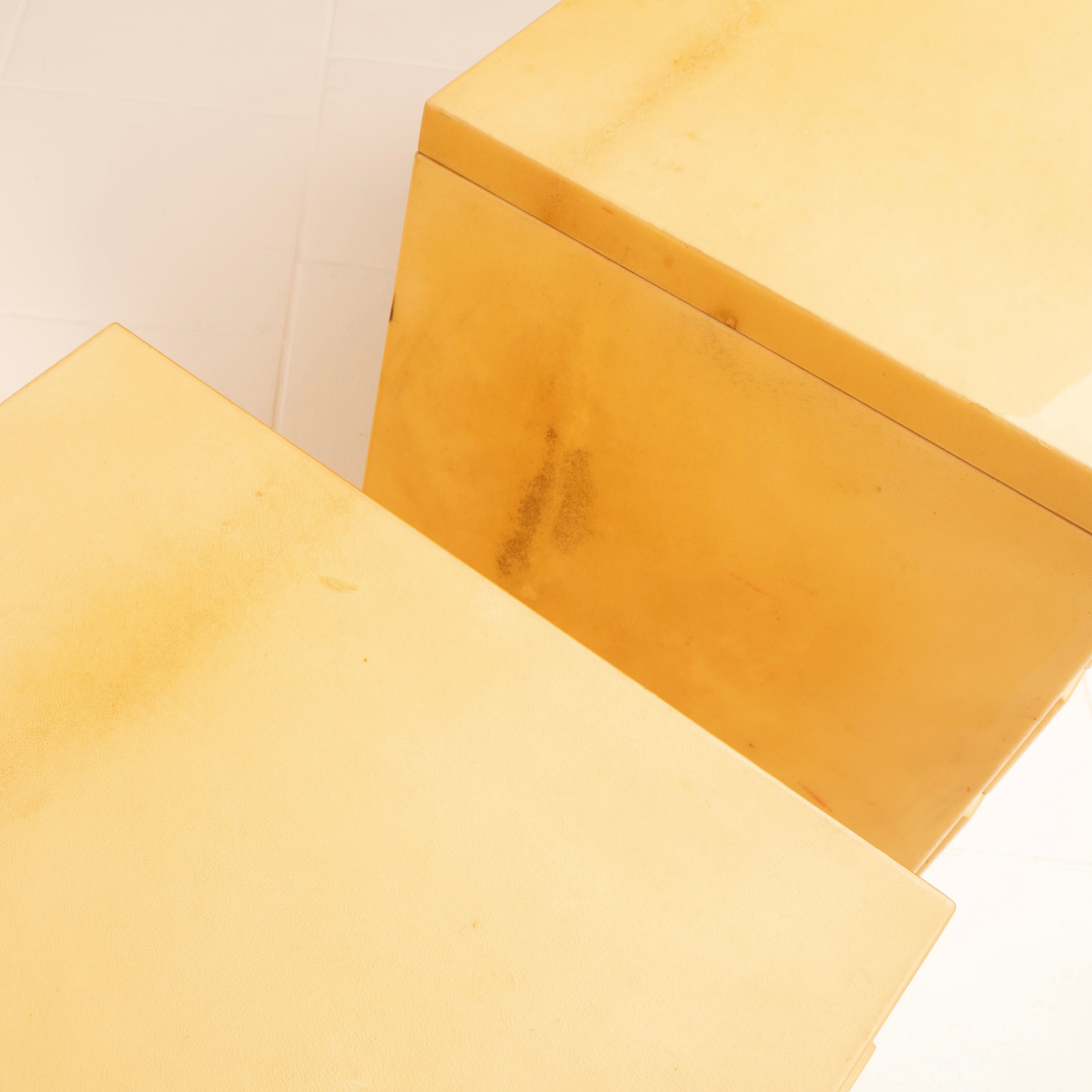 Angelo Mazzola Parchment Nightstands for Salpol In the Manner of Aldo Tura