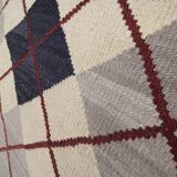 Modern Kilim blue check pattern wool kilim carpet geometric kelim area rug