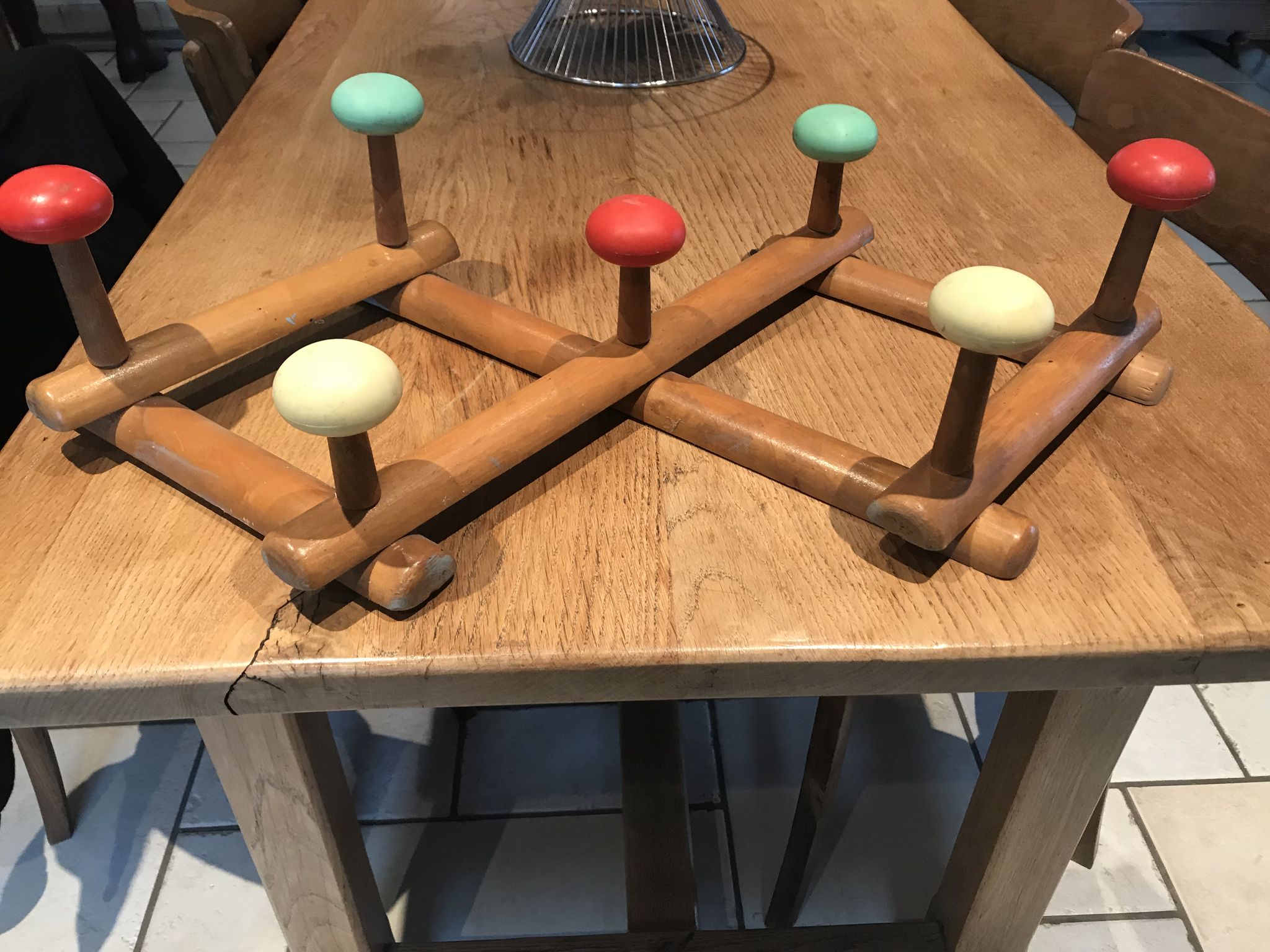 Colorful vintage wooden hanger