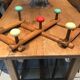 Colorful vintage wooden hanger