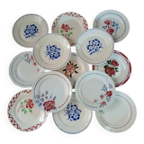 13 mismatched antique dessert plates