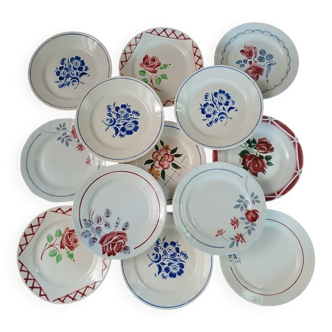 13 mismatched antique dessert plates