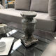 Ceramic candle holder in "Raku" style, blue-grey crackled.