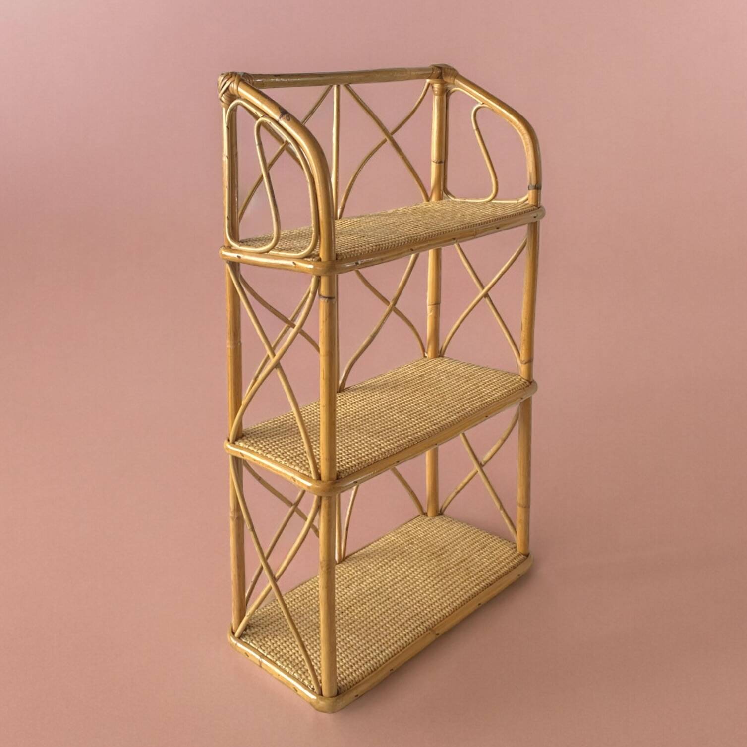 Vintage bamboo and rattan shelf