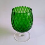 Vintage Green Glass Footed Vase