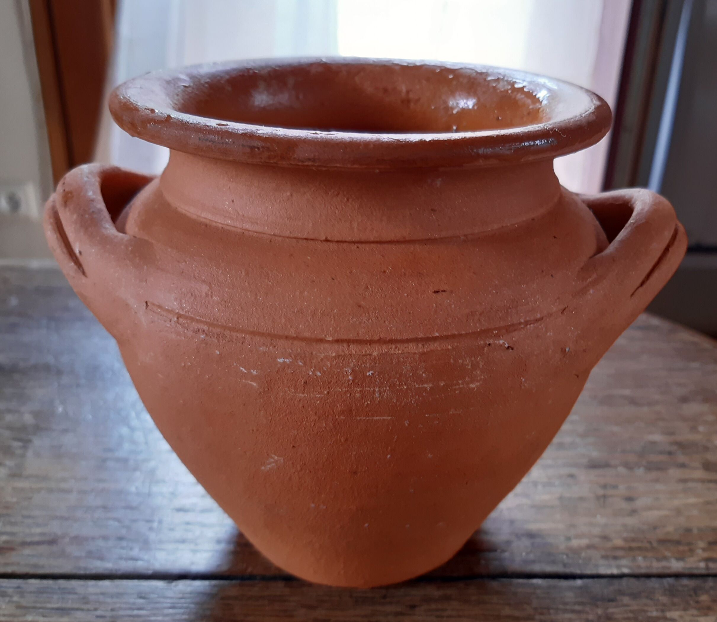 Terracotta vase with two handles