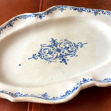 Plat oblong faience XVIIIe - camaieu bleu