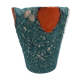 Vase pot style West Germany vintage Fat lava orange turquoise sea foam