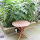 Ancienne Table en Bambou & Feuilles de Palmier Tressées