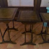 Nesting tables in wood and leather