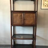 Bamboo and rattan bookcase 70s-80s