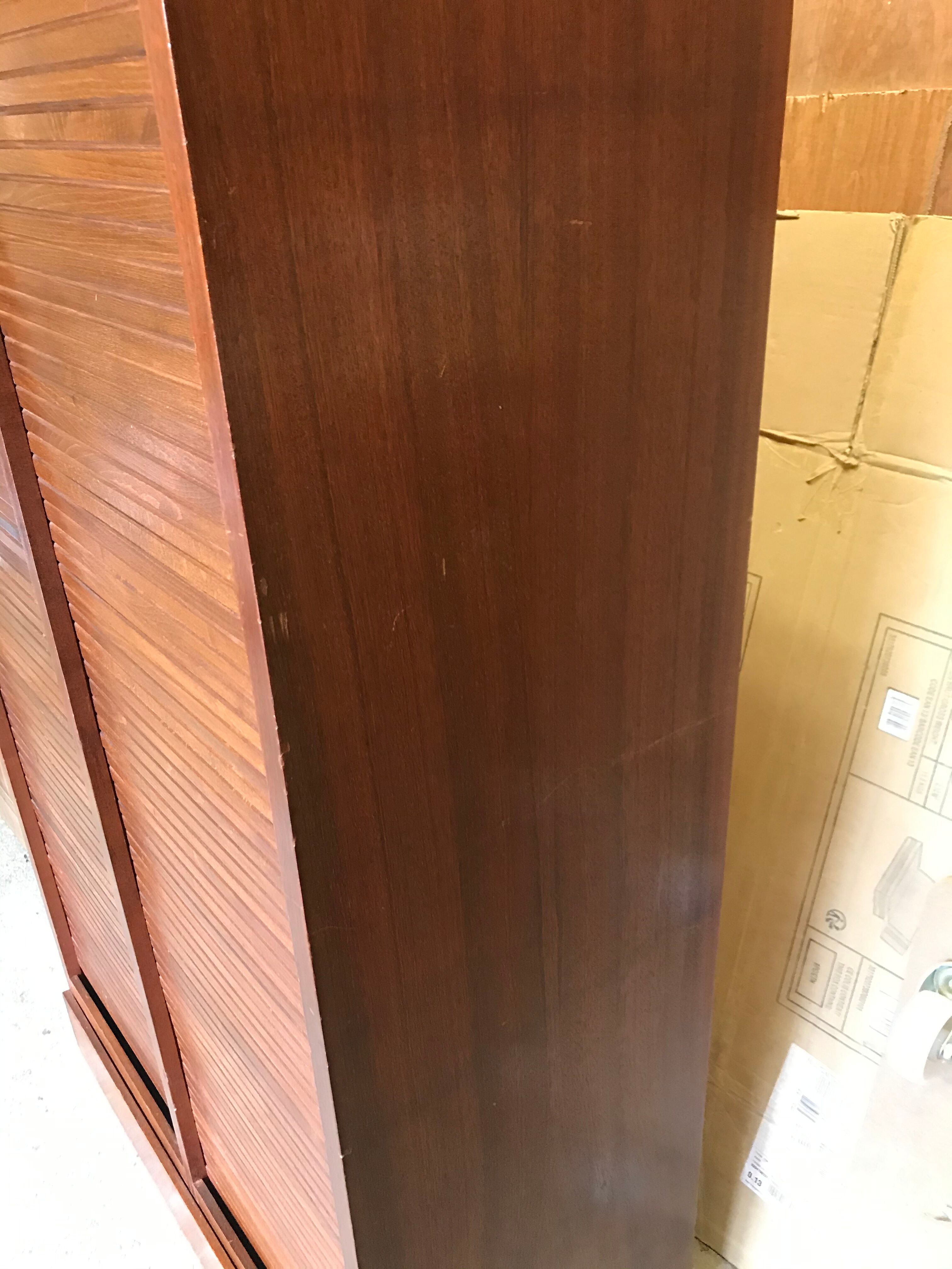 Furniture filing cabinet with double curtains in mahogany and tinted beech