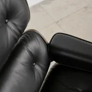 Lounge Chair and ottoman in black leather by Charles & Ray Eames, Vitra