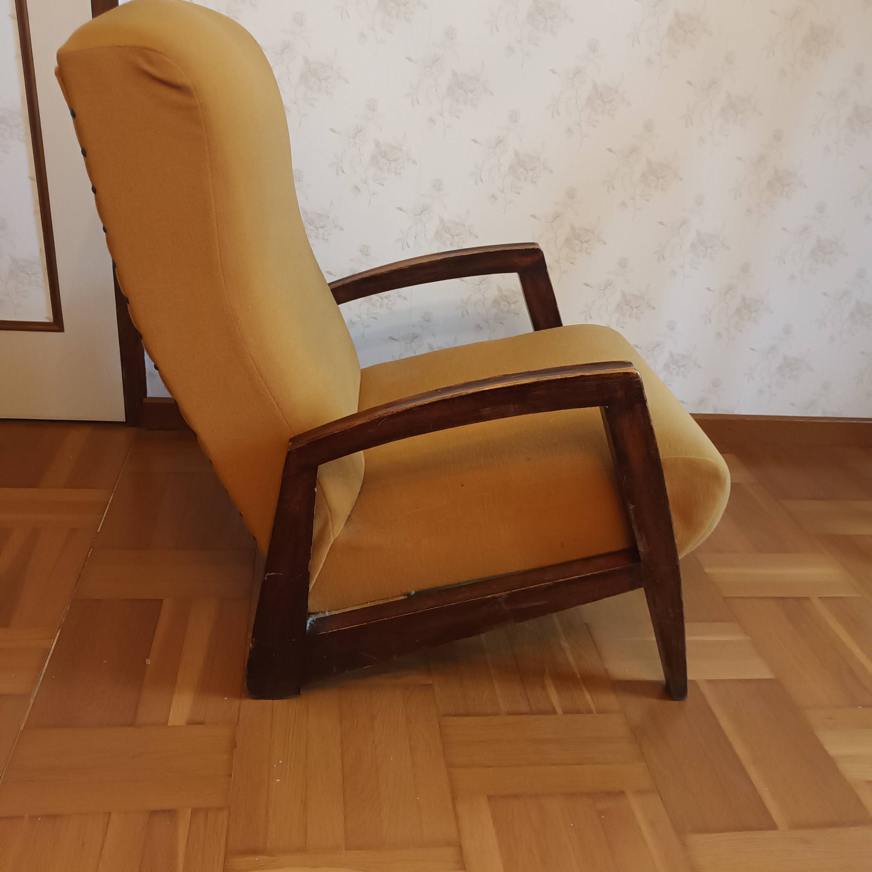 Vintage armchair in mustard fabric
