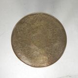 Table Art Déco avec plateau en laiton, Amsterdam School, années 1930