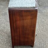 Art Deco bedside table in Niangon wood and green marble
