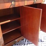 Flamed mahogany enfilade with sea green marble in Empire style.