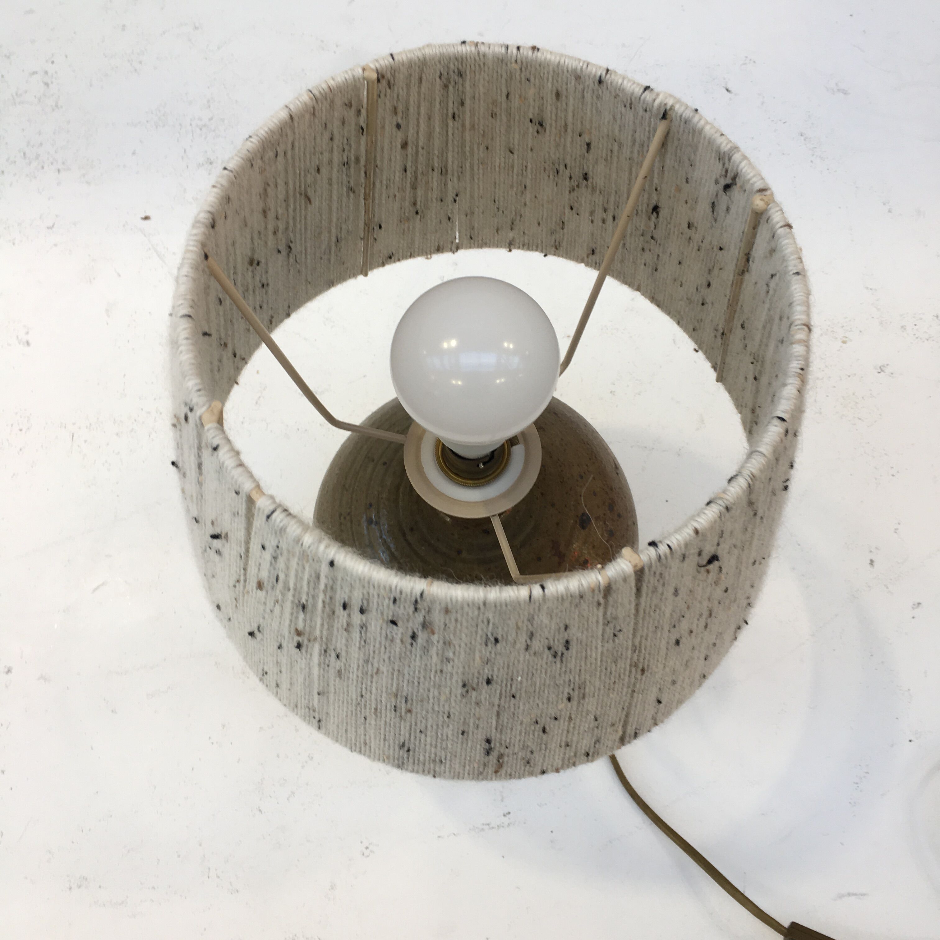 Pyrite stoneware lamp and wool lampshade