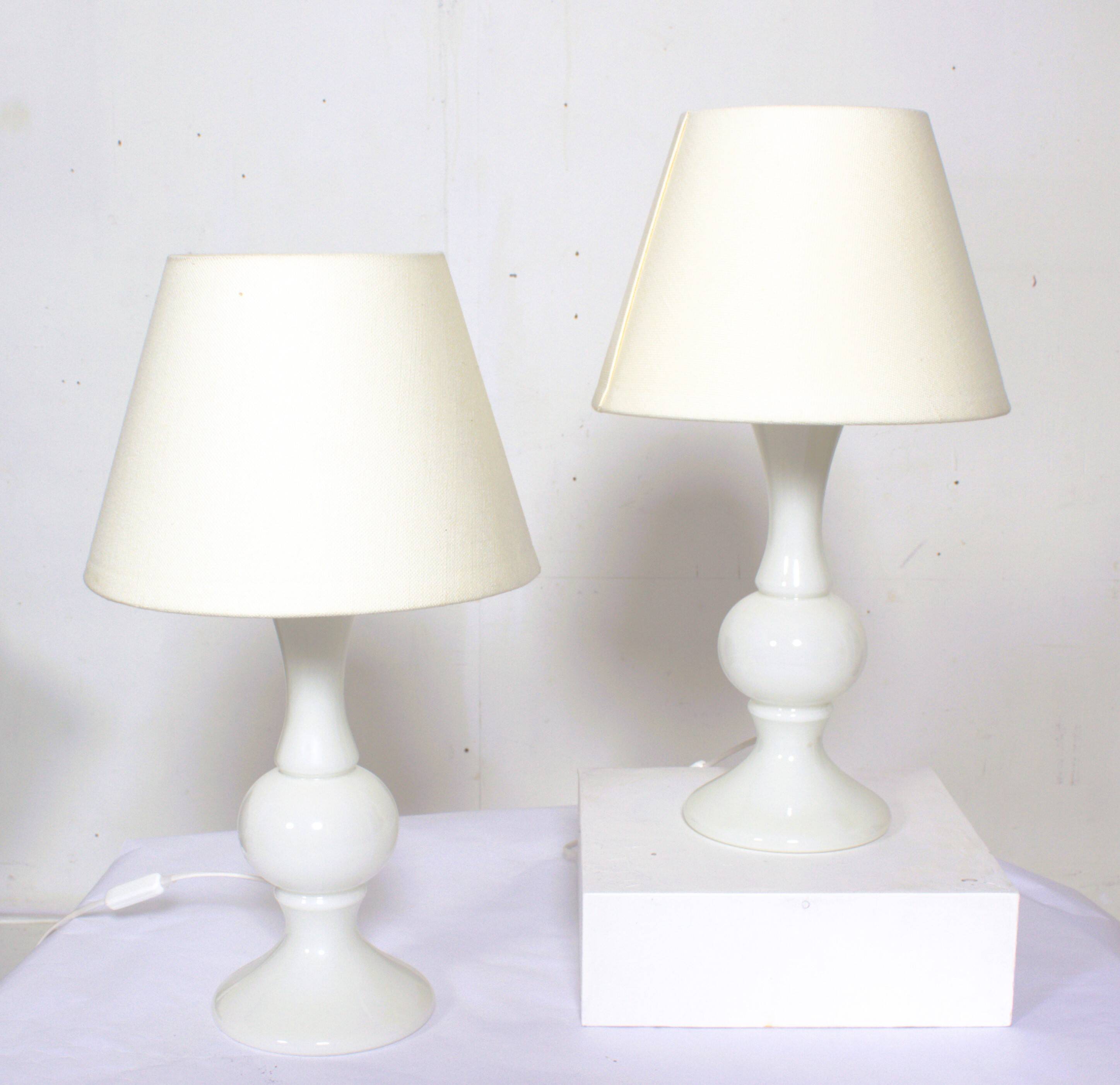 Pair of white glass lamps by Luxus Lighting, Sweden, 1980
