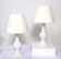 Pair of white glass lamps by Luxus Lighting, Sweden, 1980