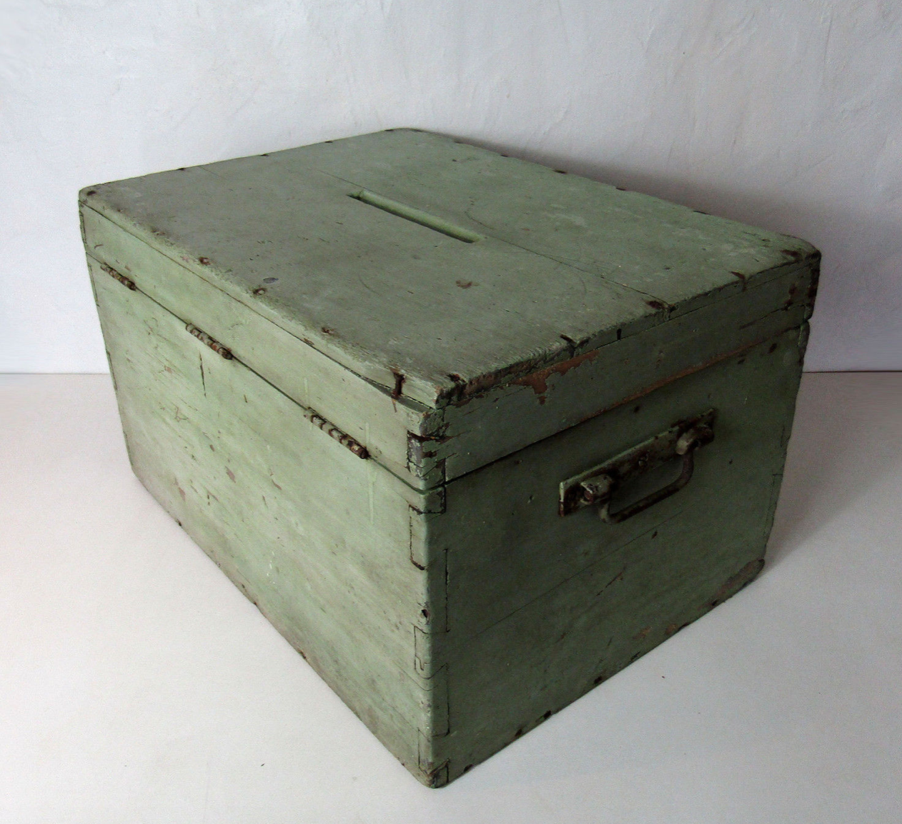 Wooden box voting urn green almond