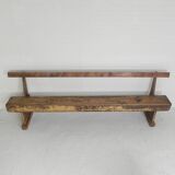 Pine bench with backrest, 2.5 metres long, 1950s.