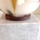 Polychrome glass globe lamp on marble base / vintage 60s-70s