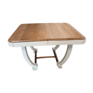 Table en chêne restaurée - lin