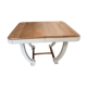Restored oak table in natural wood and linen.