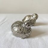 Salière et poivrière en métal argenté oiseaux vintage