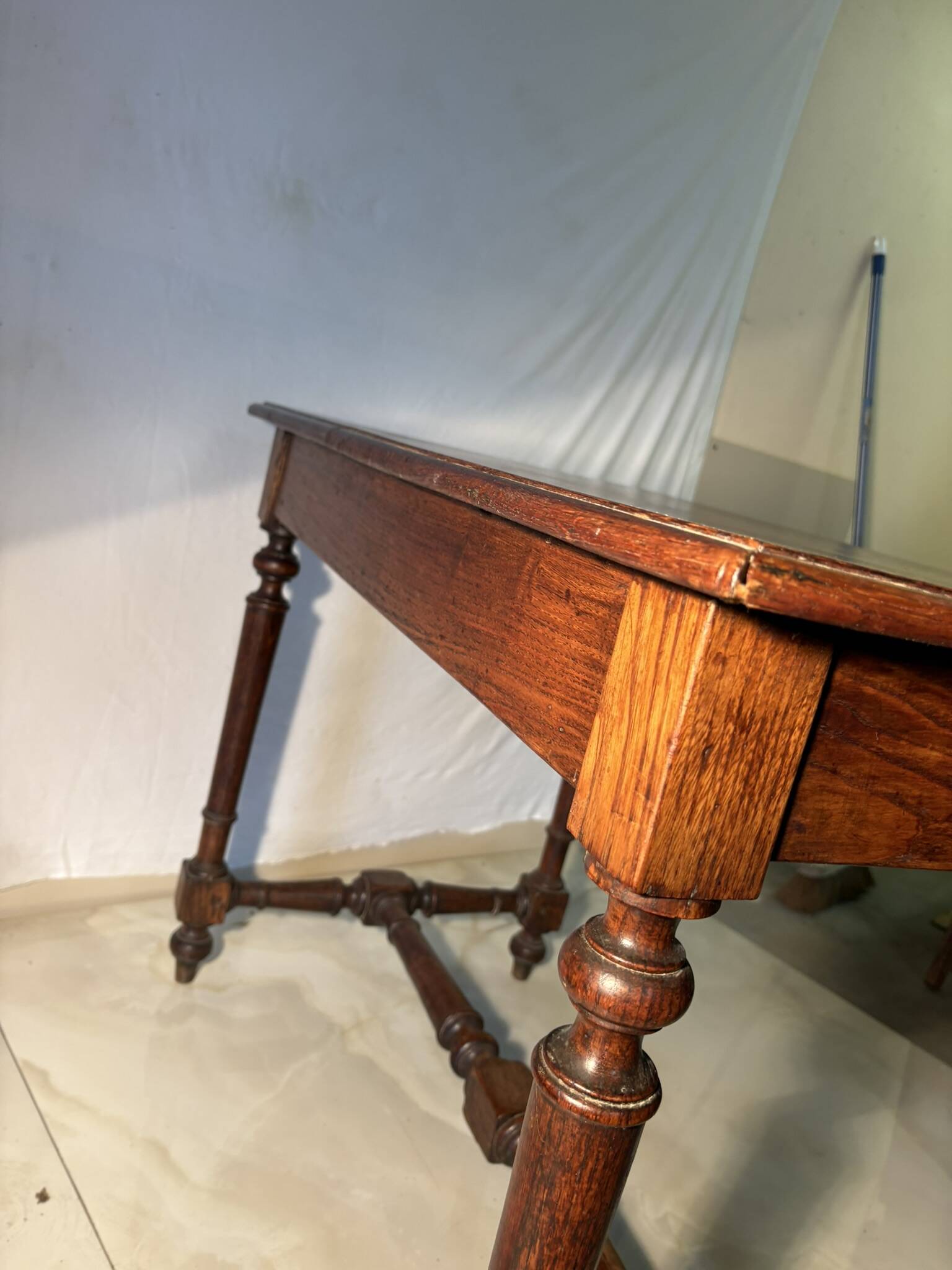 Antique solid wood table with turned legs