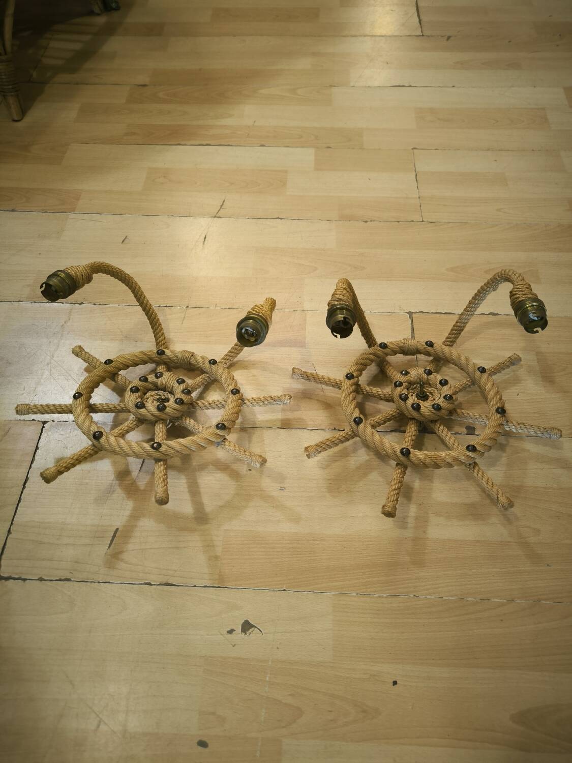 Pair of rope wall sconces