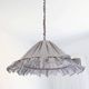 Suspension Emilia, pleated lampshade with frills, grey stripes.