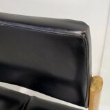 Pierre guariche: vintage 1970 chairs in black skai & beech 70s 19