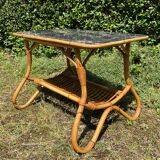 Vintage rattan and Formica coffee table