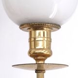 Applique double en laiton et verre opaque, années 50