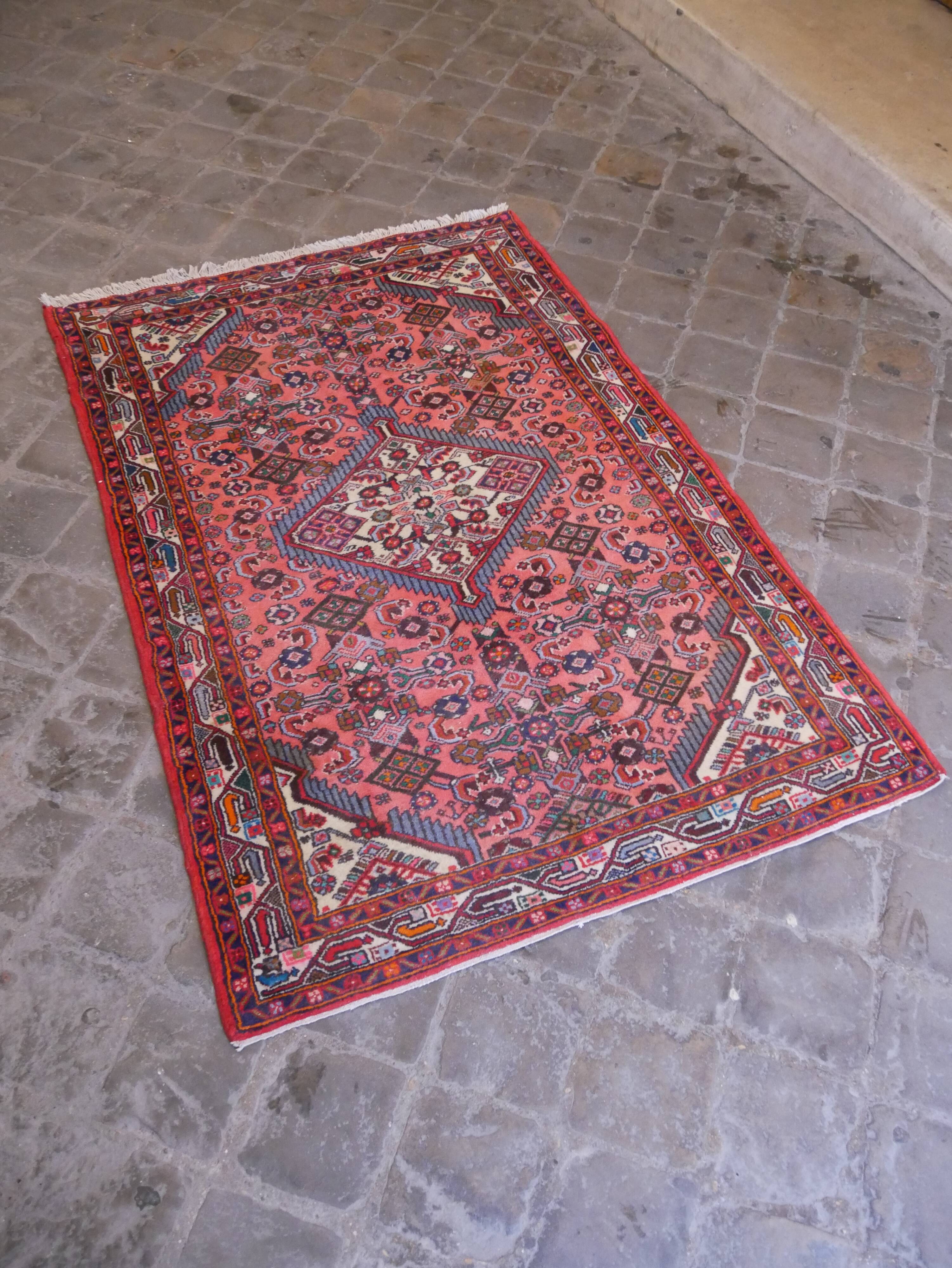 Vintage Persian Hamadan Handmade Oriental Carpet 103x150cm