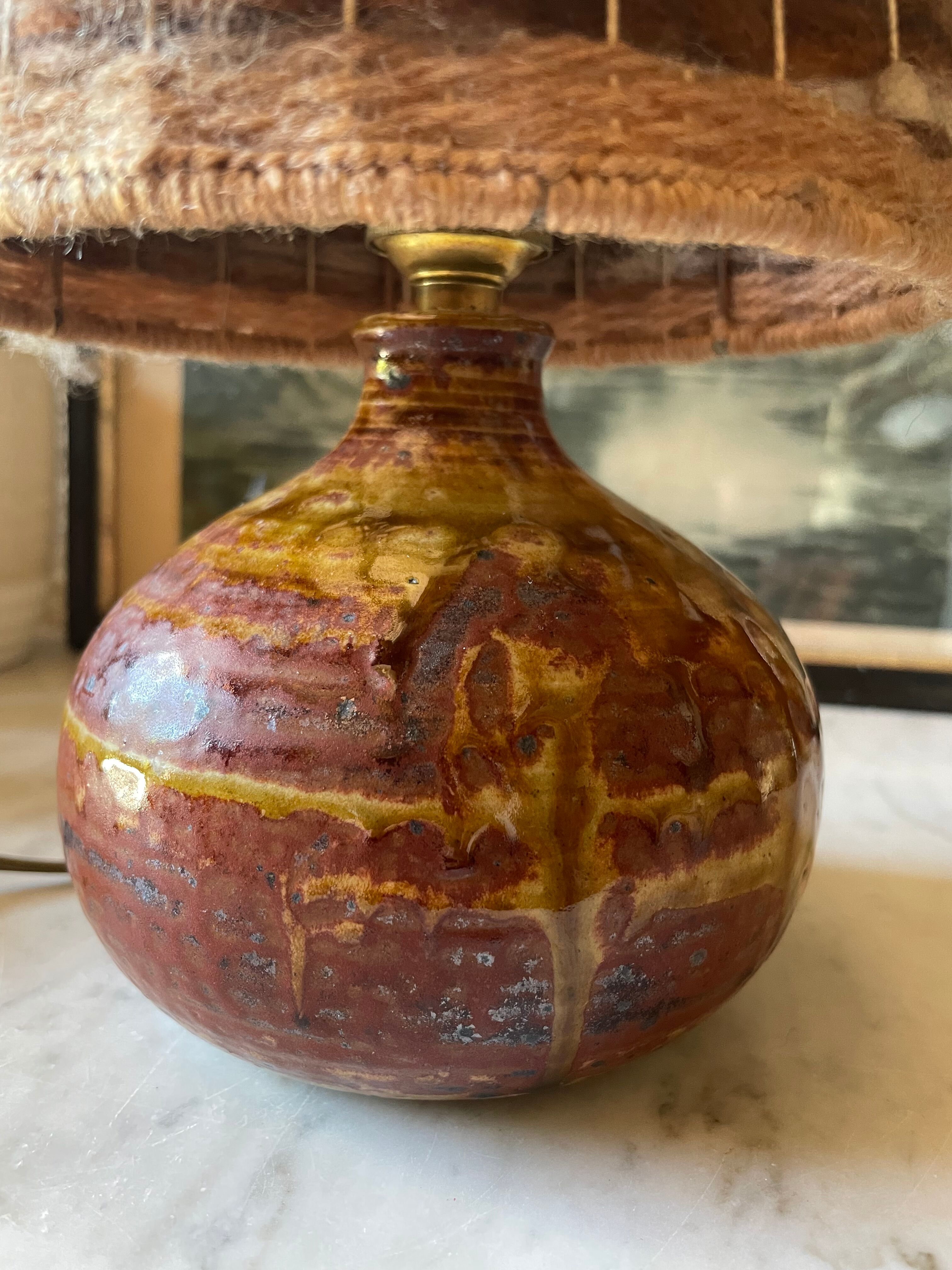 Stoneware lamp La Borne signed Migeon